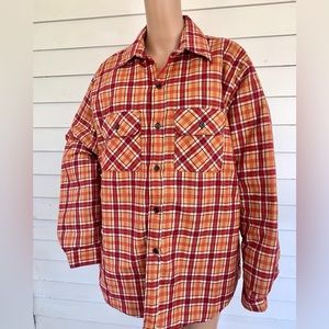 Plaid Shacket Lightweight Barn Chore Jacket Lined Flannel Shirt L Sport King